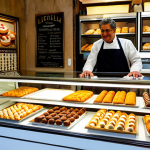 Traditional Pasticceria**

A cozy Italian "pasticceria" interior. A fully clothed baker with perfect anatomy is arranging colorful pastries (cannoli, biscotti, sfogliatella) on a display counter. The scene includes vintage Italian posters on the wall, a marble countertop, and warm lighting. Safe for work, appropriate content, fully clothed, professional, family-friendly. High-quality, detailed, natural proportions.

**