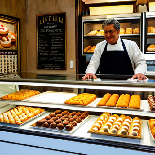 Traditional Pasticceria**

A cozy Italian "pasticceria" interior. A fully clothed baker with perfect anatomy is arranging colorful pastries (cannoli, biscotti, sfogliatella) on a display counter. The scene includes vintage Italian posters on the wall, a marble countertop, and warm lighting. Safe for work, appropriate content, fully clothed, professional, family-friendly. High-quality, detailed, natural proportions.

**