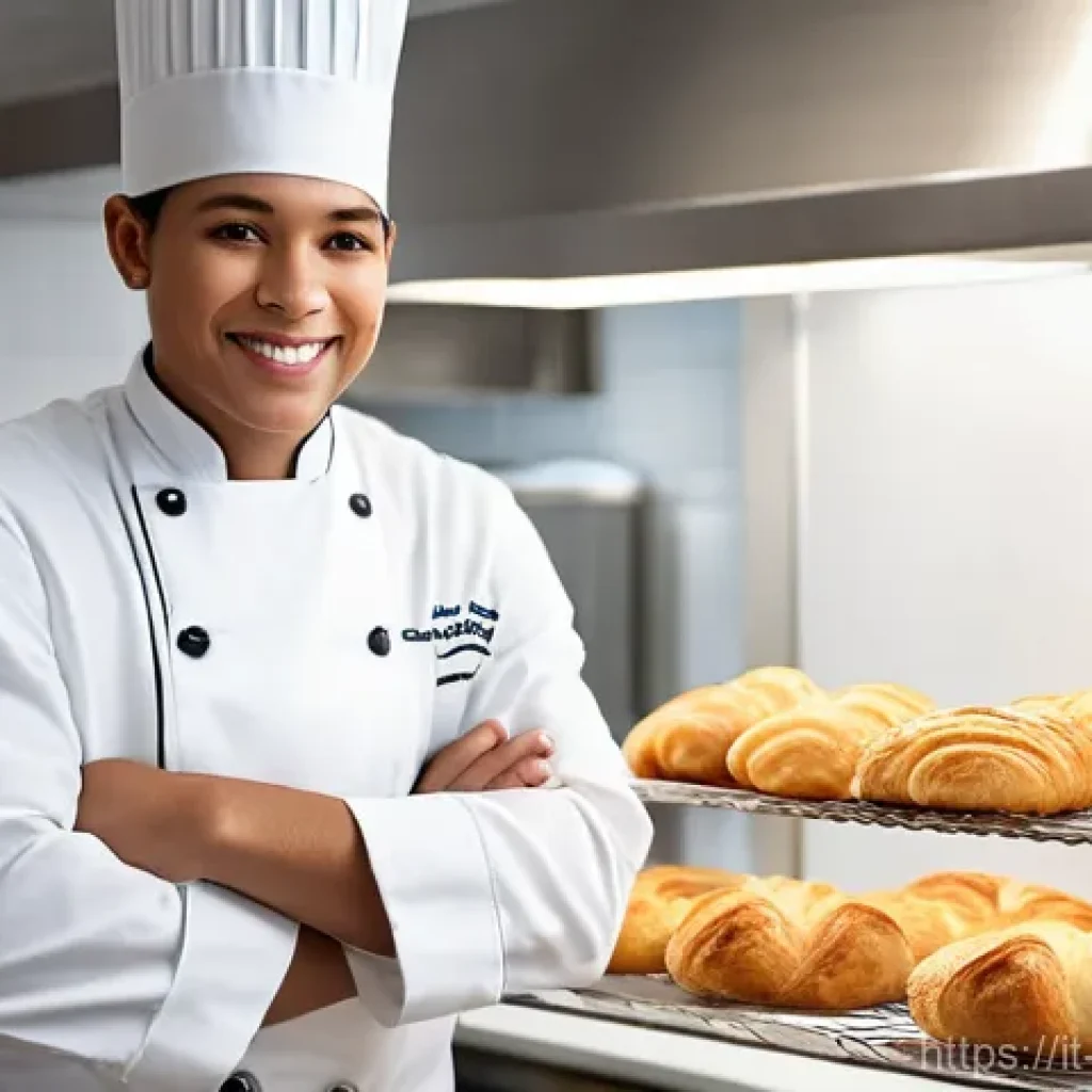 제과제빵 시험 도중 긴장감 극복법 - **Prompt 1: Serene Visualization of Success in a Pastry Kitchen**
    "A young, determined pastry ch...