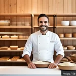 Home 20 제과제빵 업계에서 선호하는 기술 - A modern artisanal bakery kitchen blending traditional craftsmanship and cutting-edge technology: a ...