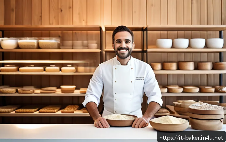 제과제빵 업계에서 선호하는 기술 - A modern artisanal bakery kitchen blending traditional craftsmanship and cutting-edge technology: a ...